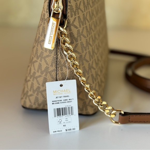 Michael Kors Jet Set Travel Dome Brown Crossbody Bag + Wallet Set - Picture 13 of 15